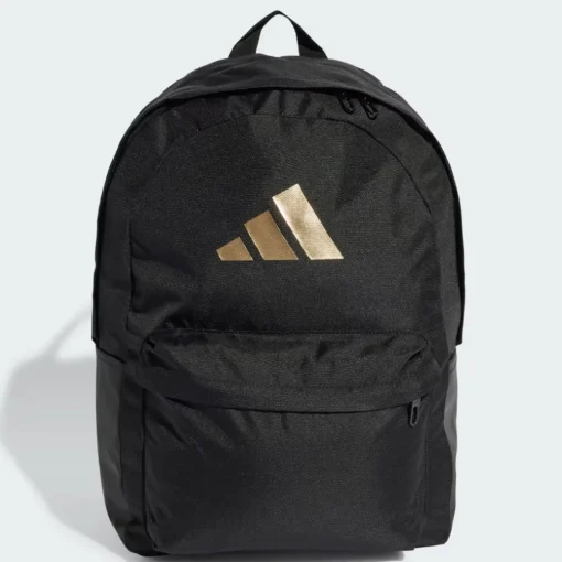 Adidas Classic 3 Bar Logo Backpack Black & Gold Metallic