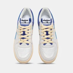 Diadora Magic Basket Low Suede Leather White Blue Eyes