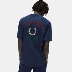 Fred Perry Embroidered T-Shirt Tennis Blue