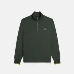 Fred Perry Half Zip Sweatshirt Court Green