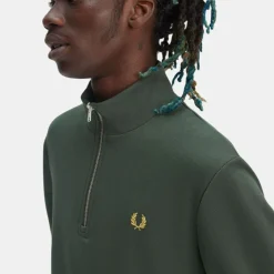 Fred Perry Half Zip Sweatshirt Court Green