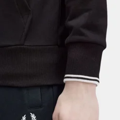 Fred Perry Hooded Zip Through Sweatshirt Black