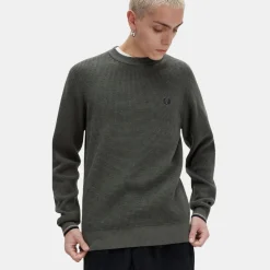 Fred Perry Jersey Waffle Stitch Jumper Field Green