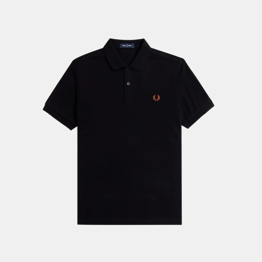 Fred Perry M6000 Plain Shirt Black & Whisky Brown