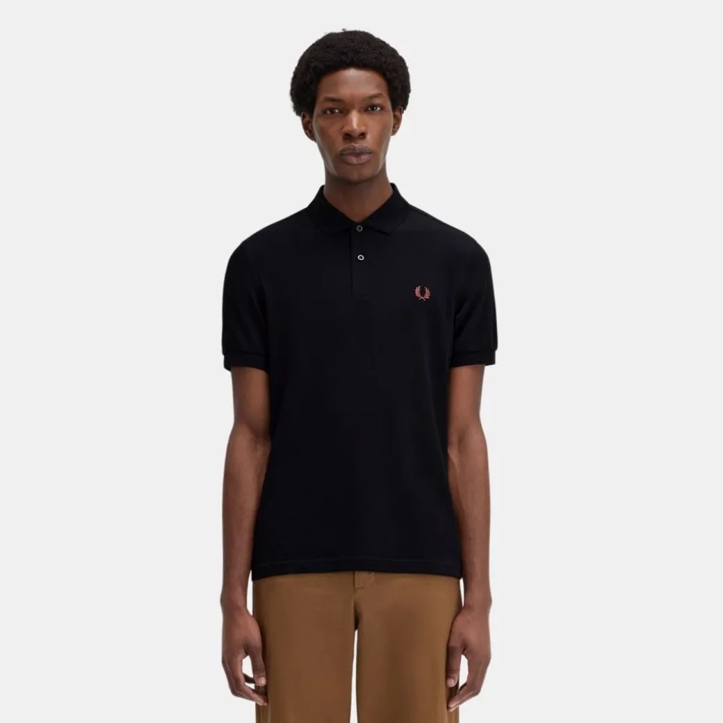 Fred Perry M6000 Plain Shirt Black & Whisky Brown