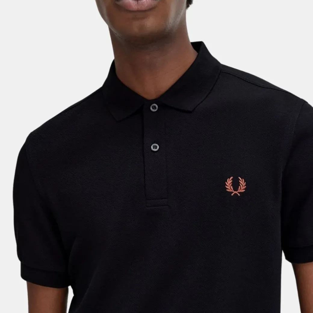 Fred Perry M6000 Plain Shirt Black & Whisky Brown