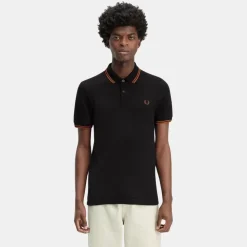 Fred Perry M3600 Twin Tipped Shirt Black & Marmalade