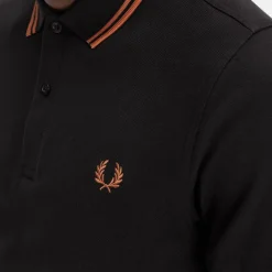 Fred Perry M3600 Twin Tipped Shirt Black & Marmalade
