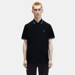 Fred Perry M12 Twin Tipped Shirt Black Sky Runaway & Bay Ocean