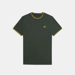 Fred Perry T-Shirt Twin Tipped Court Green & Honeycomb