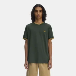 Fred Perry T-Shirt Twin Tipped Court Green & Honeycomb