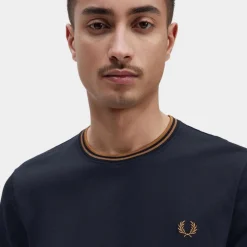 Fred Perry T-Shirt Twin Tipped Navy Dark Caramel