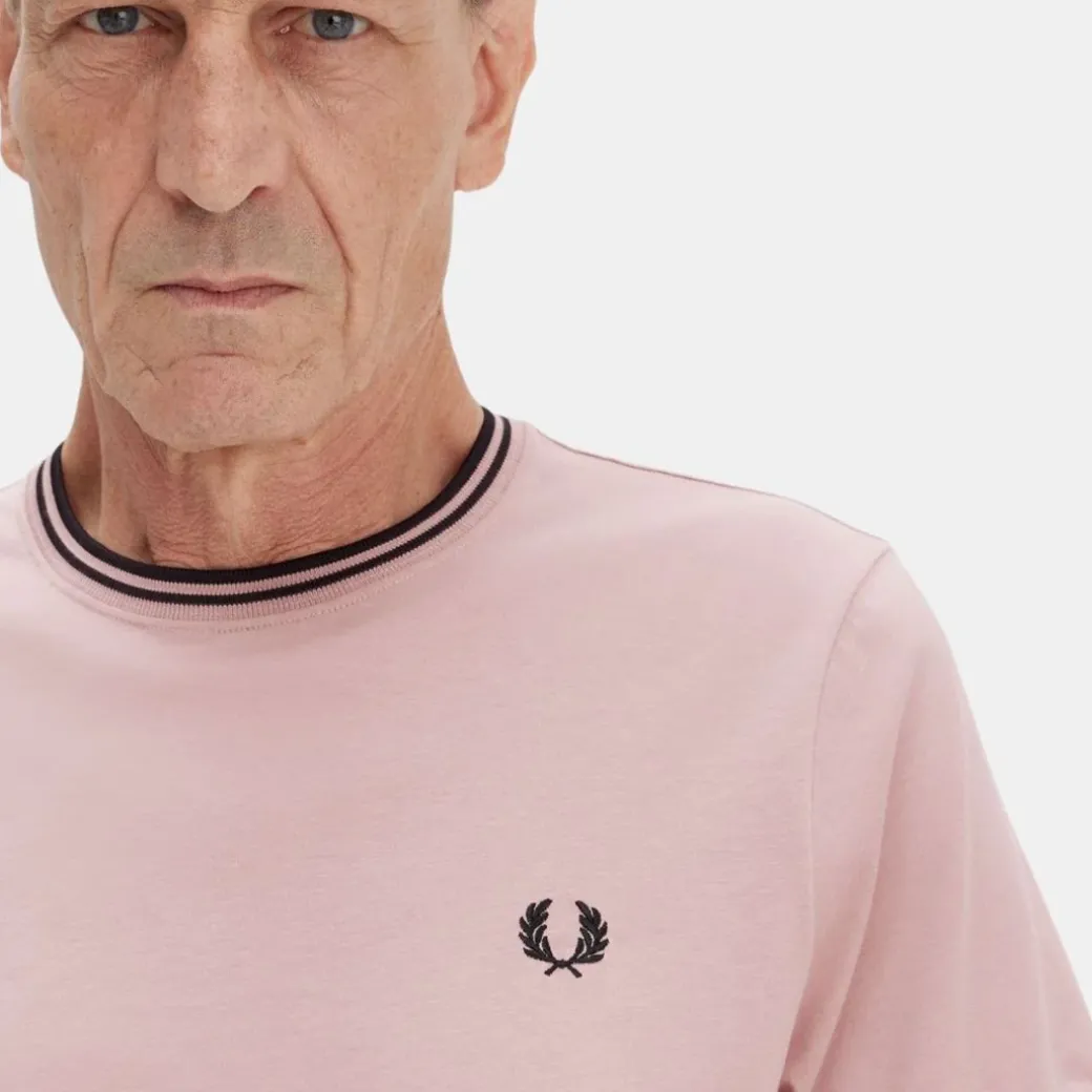Fred Perry T-Shirt Twin Tipped Dusty Rose Pink Black