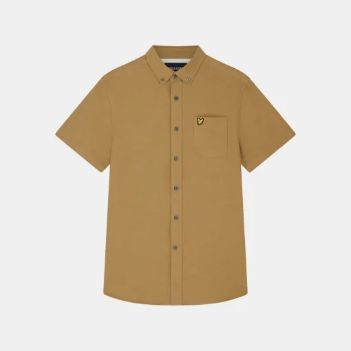 Lyle & Scott Cotton Slub Short Sleeve Shirt Seaweed