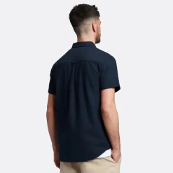 Lyle & Scott Cotton Slub Short Sleeve Shirt Dark Navy