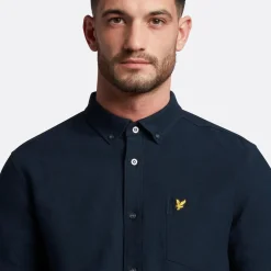 Lyle & Scott Cotton Slub Short Sleeve Shirt Dark Navy