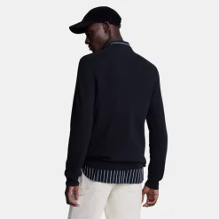 Lyle & Scott Grid Knit Crew Neck Jumper Dark Navy