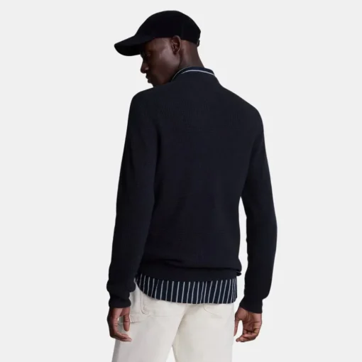 Lyle & Scott Grid Knit Crew Neck Jumper Dark Navy