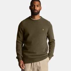 Lyle & Scott Shoulder Detail Crew Neck Knit Olive