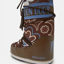 Moon Boot Icon Flower Print Brown Elephant Grey