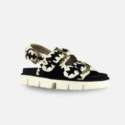 Mou Bio Sandal Two Bukless And Back Strap Black White
