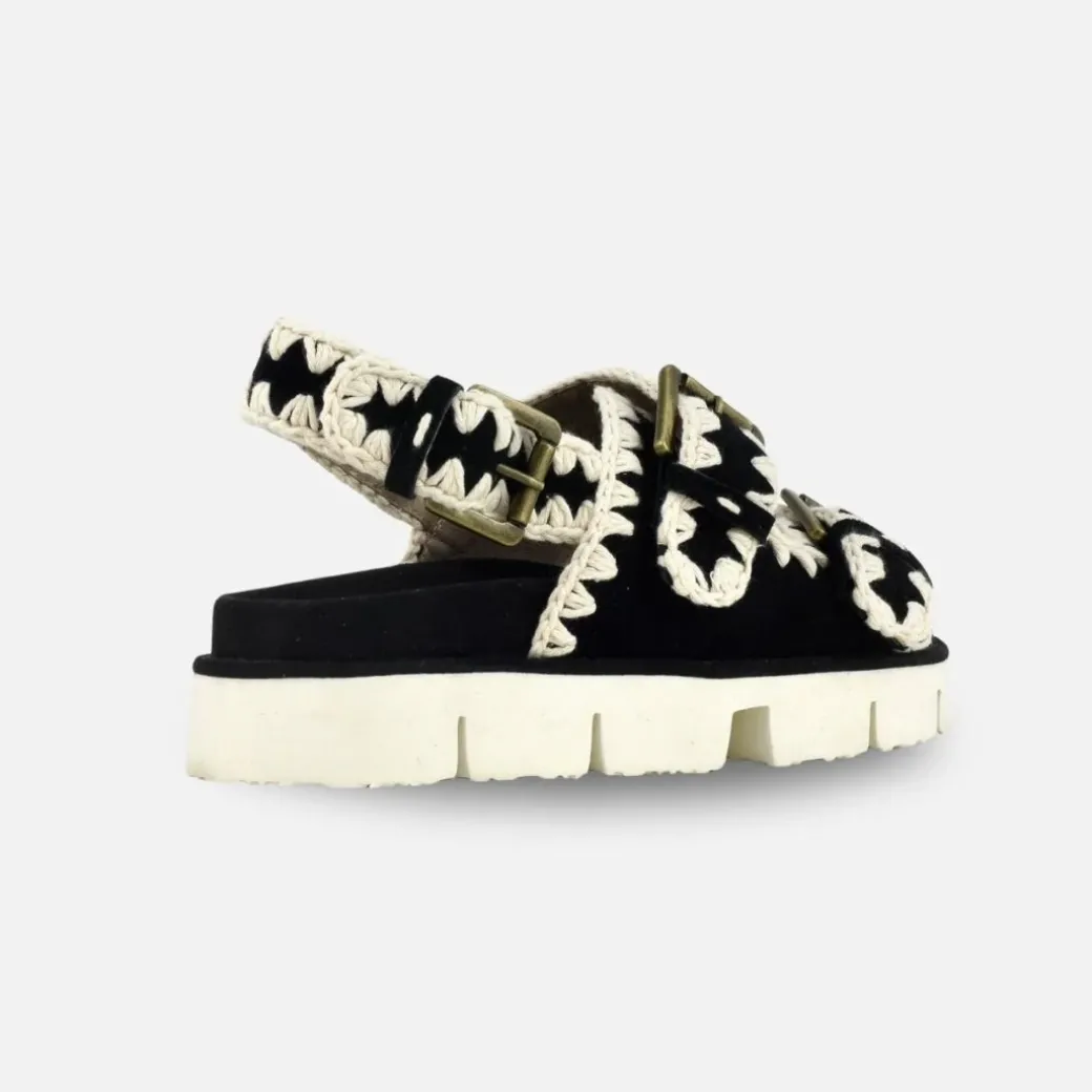 Mou Bio Sandal Two Bukless And Back Strap Black White