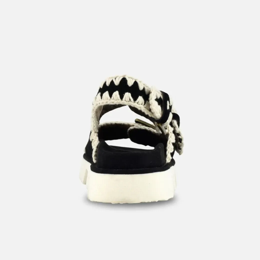 Mou Bio Sandal Two Bukless And Back Strap Black White