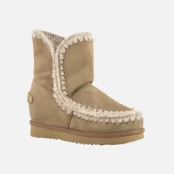 Mou Eskimo Inner Wedge Short Big Letter Metallic Logo Pink Brown