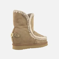 Mou Eskimo Inner Wedge Short Big Letter Metallic Logo Pink Brown