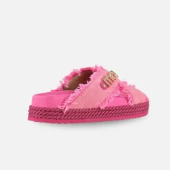 Mou Eva Sandal Criss Cross Rope Sandal Recycled Canvas Fuxia