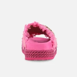 Mou Eva Sandal Criss Cross Rope Sandal Recycled Canvas Fuxia