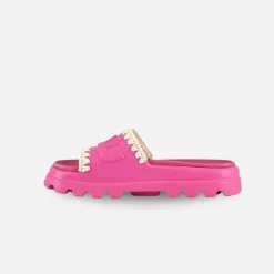 Mou Eva Sandal One Piece Slide Fuxia Floral