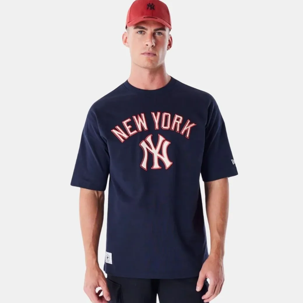 New Era New York Yankees MLB Rib Infill Navy Oversized T-Shirt