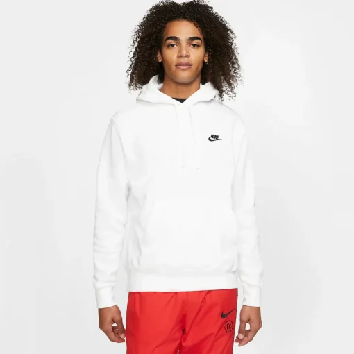 Nike Hoodie Sport Wear Club Fleece White