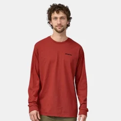 Patagonia Men's P-6 Logo Responsibili Long-Sleeved T-Shirt Burl Red