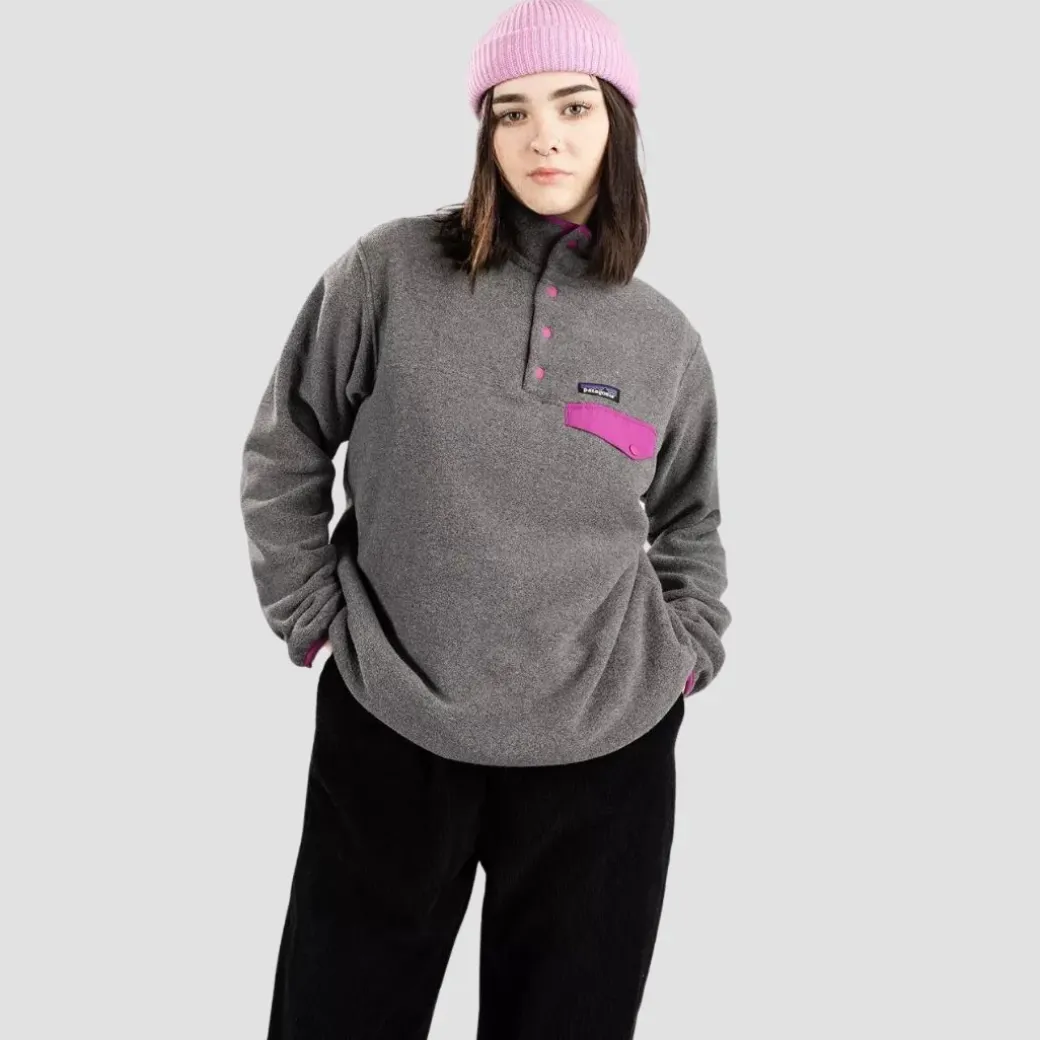 Patagonia Women's Lightweight Synchilla Snap-T Fleece W/Amaranth Pink