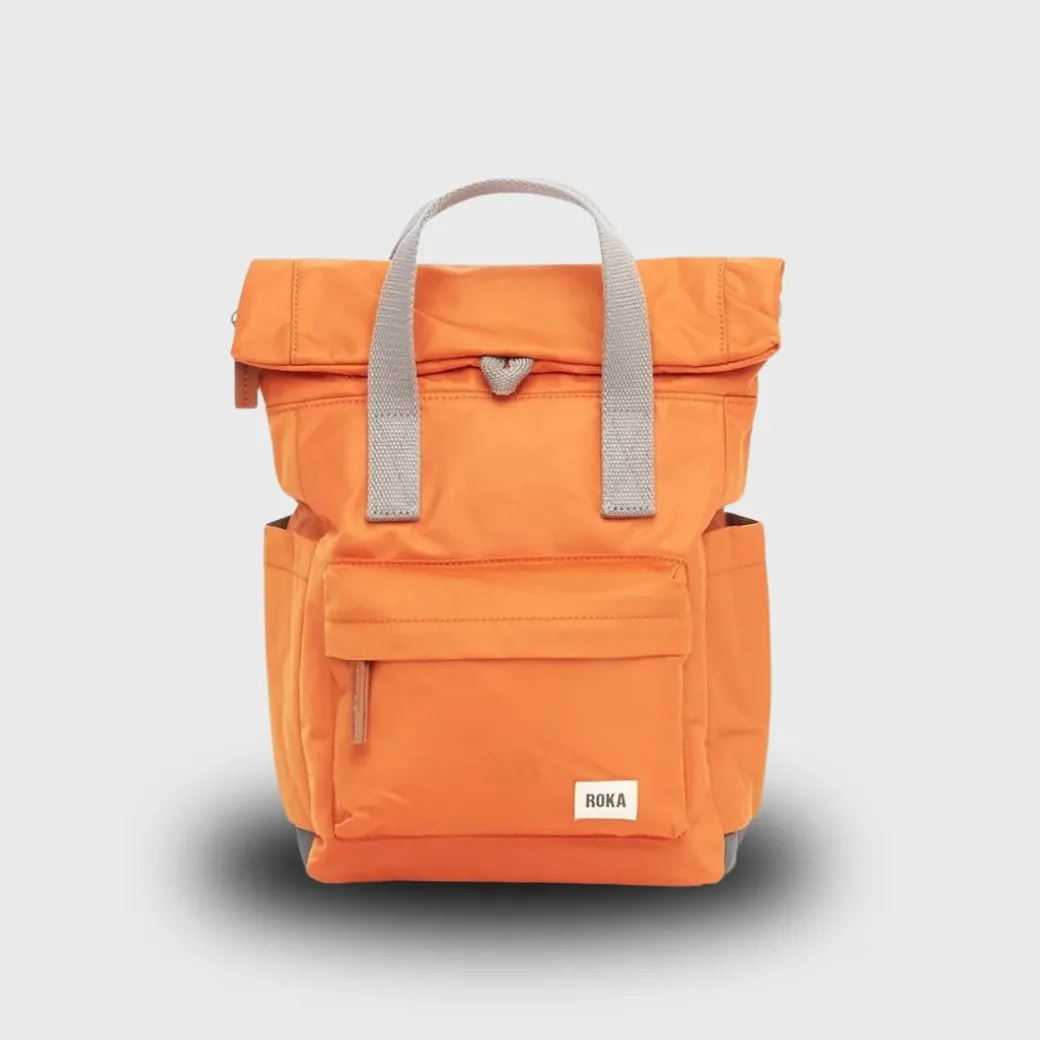 Roka London Canfield B Recycled Nylon Backpack Small Burnt Orange