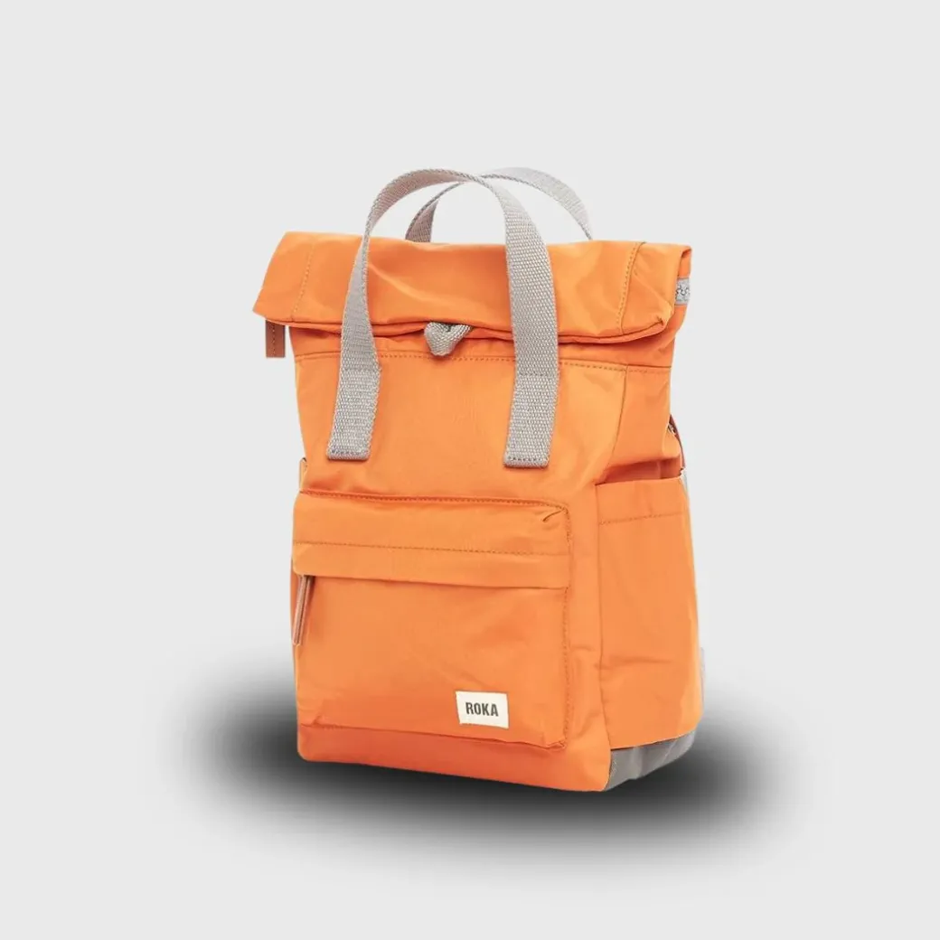 Roka London Canfield B Recycled Nylon Backpack Small Burnt Orange