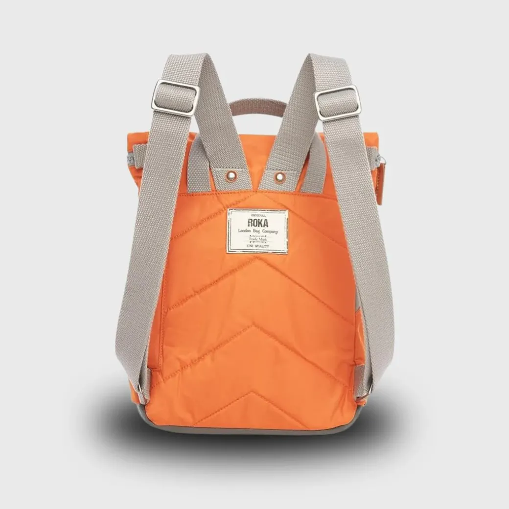 Roka London Canfield B Recycled Nylon Backpack Small Burnt Orange