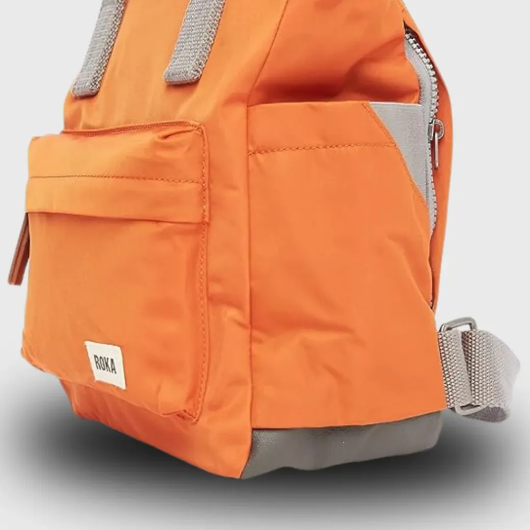 Roka London Canfield B Recycled Nylon Backpack Small Burnt Orange