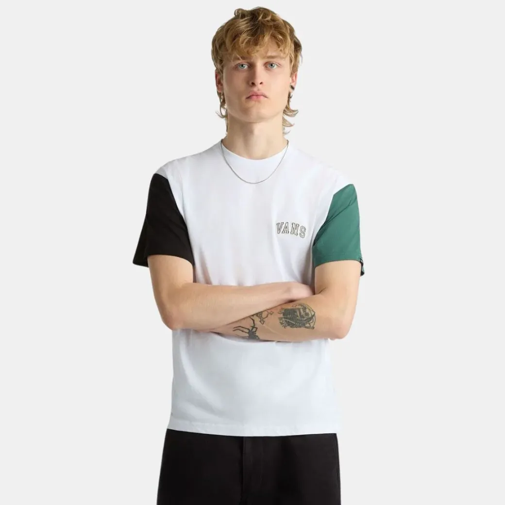 Vans Colorblock Varsity T-Shirt White Black Bistro Green