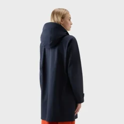 Woolrich High Tech Nylon Trench Women's Melton Blue