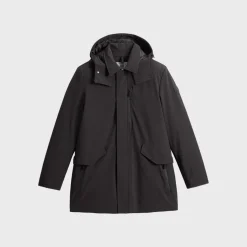 Woolrich Men's Barrow Mac Coat in Tech Softshell Black